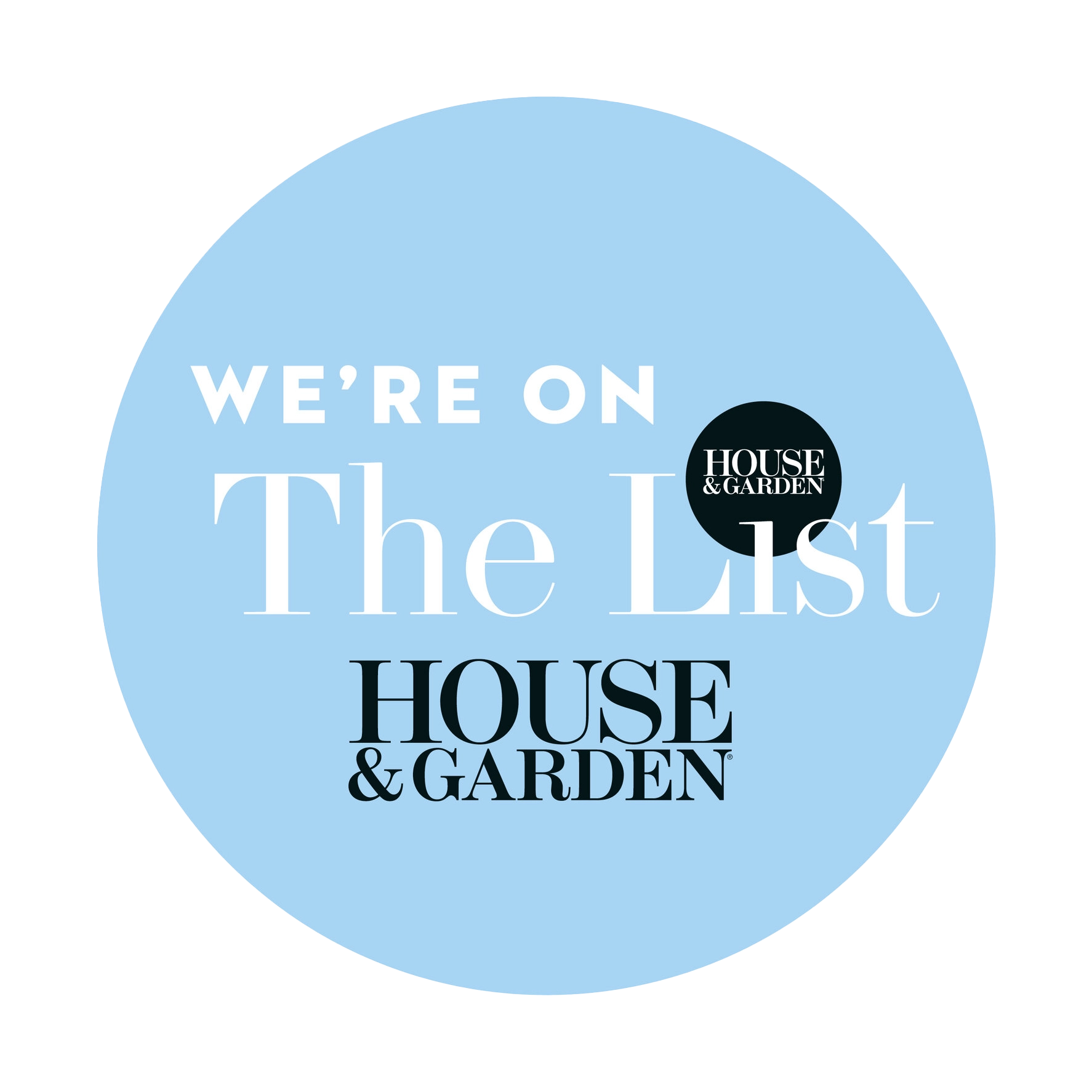 Circular light blue 'The List' logo